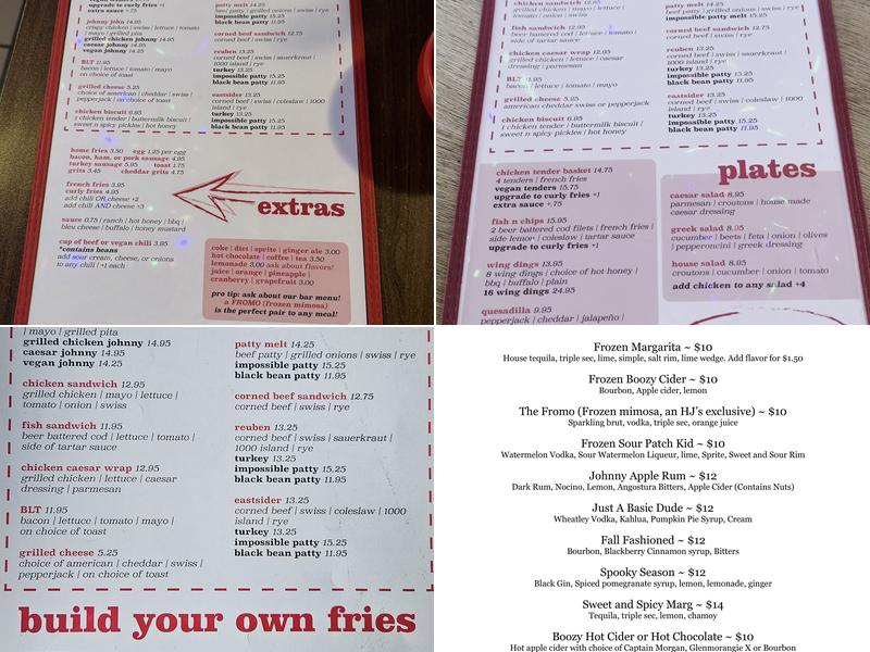 Honest John's Menu