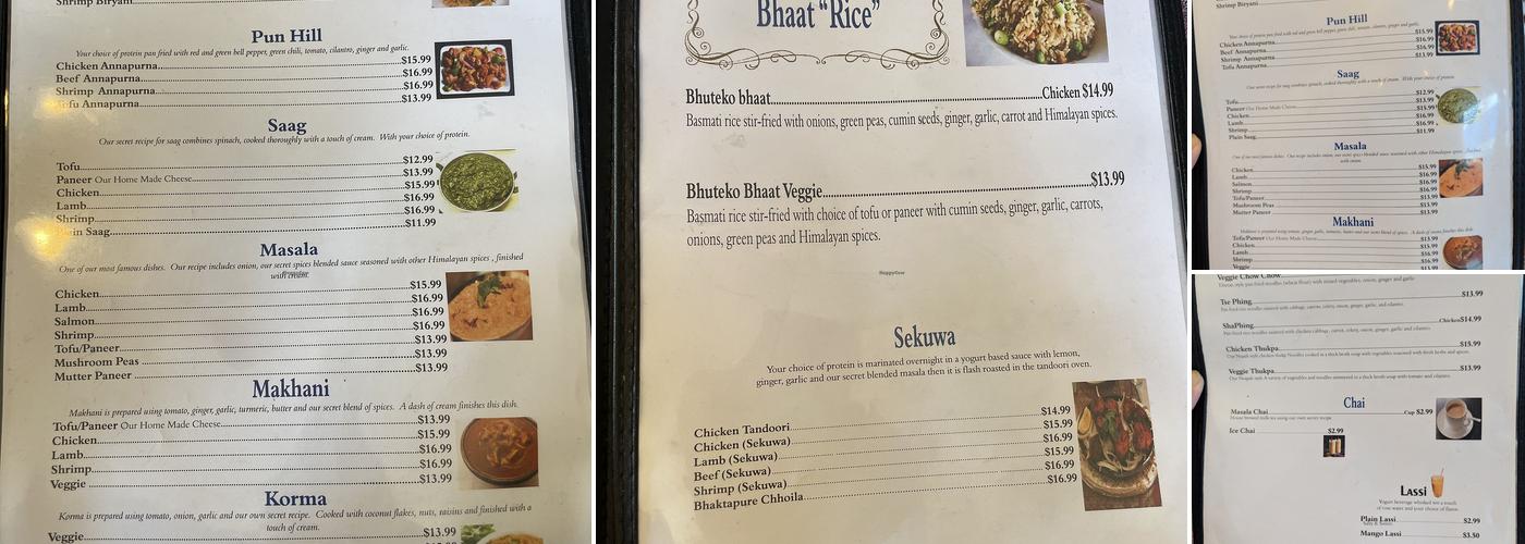 Himalayan Pun Hill Kitchen Menu
