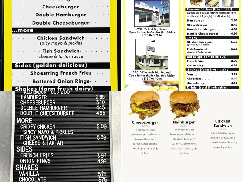 Motz’s Burgers Menu
