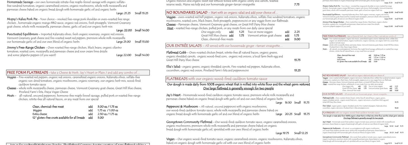 American Flatbread Menu