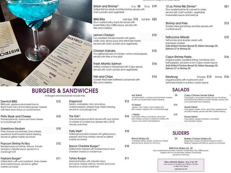 Bistro 555 Menu