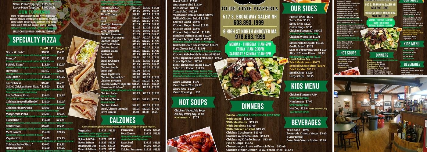 Stachey's Pizza Menu