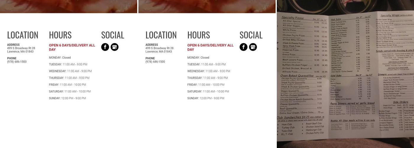 All-Star Pizza & Grill Menu