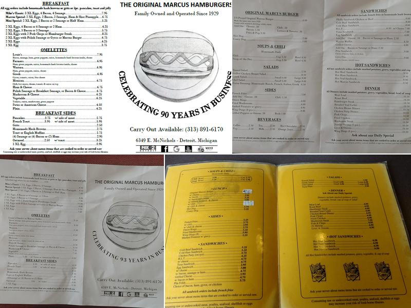 Original Marcus Hamburgers Menu