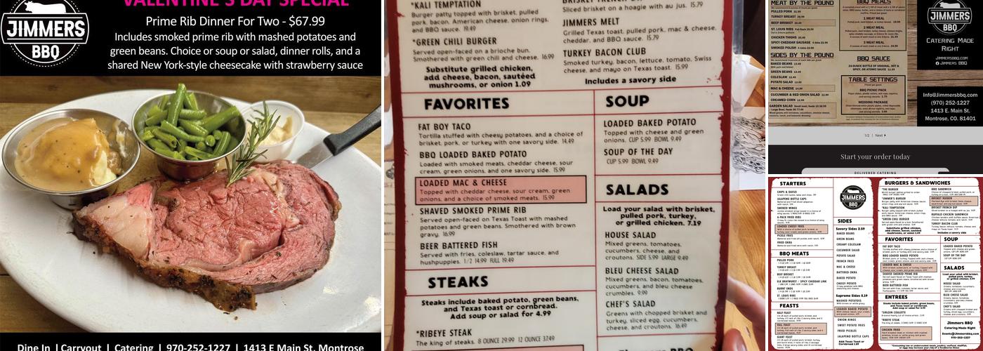 Jimmers BBQ, Burgers, & Beers Menu