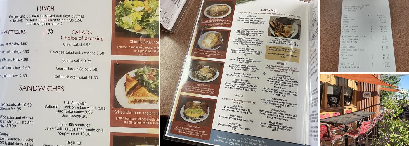 The Cabin Restaurant Menu