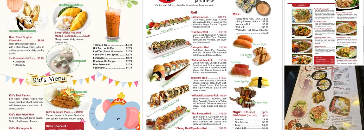 Chang's Thai Viet & Japanese Menu