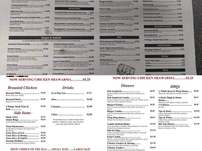 Haz Subs Salads and More Menu