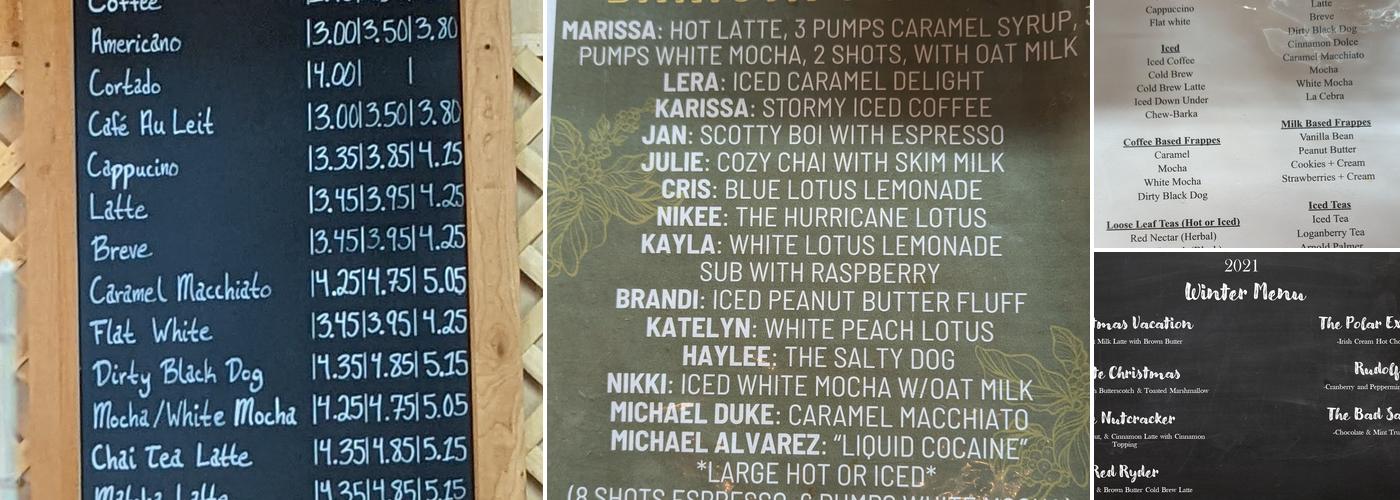 Black Dog Coffee Menu