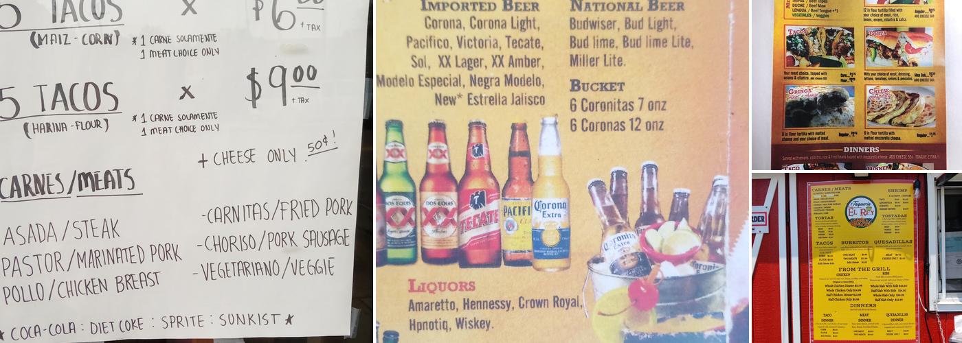 Taqueria El Rey Menu