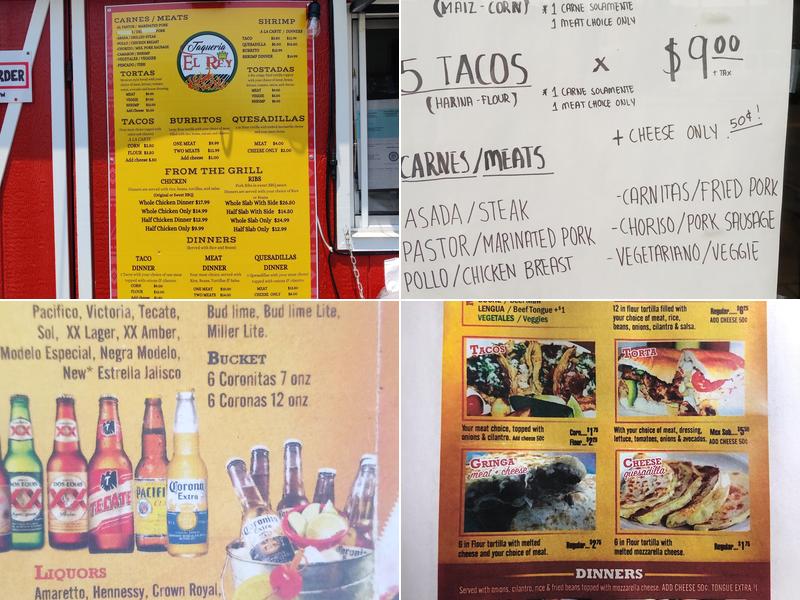 Taqueria El Rey Menu