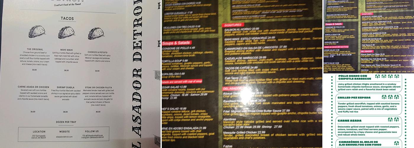 El Asador Steakhouse Menu