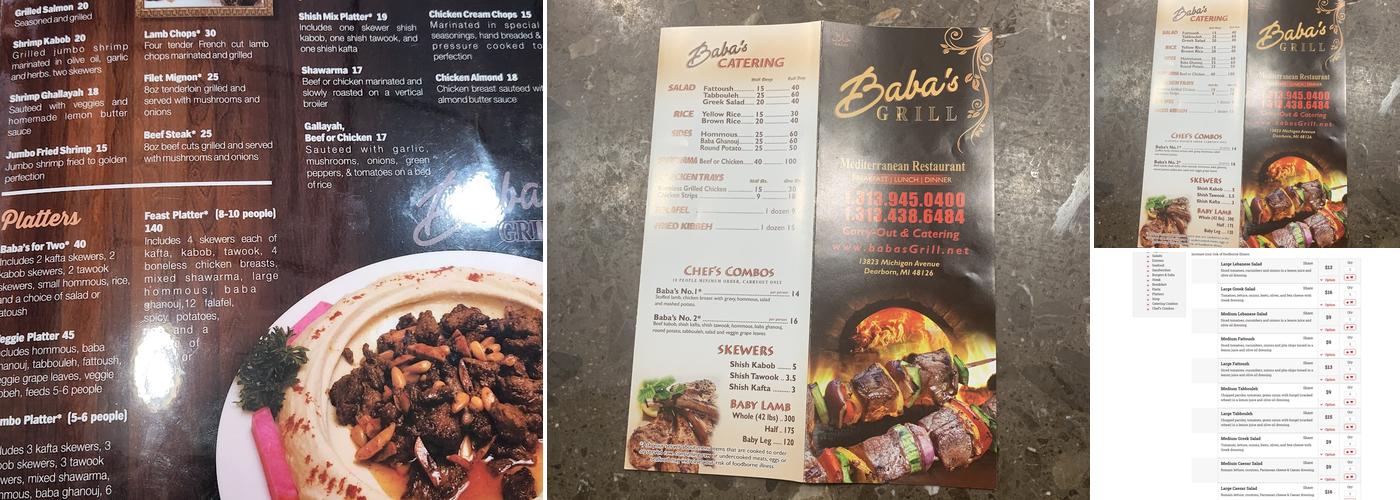 Baba's Grill Menu