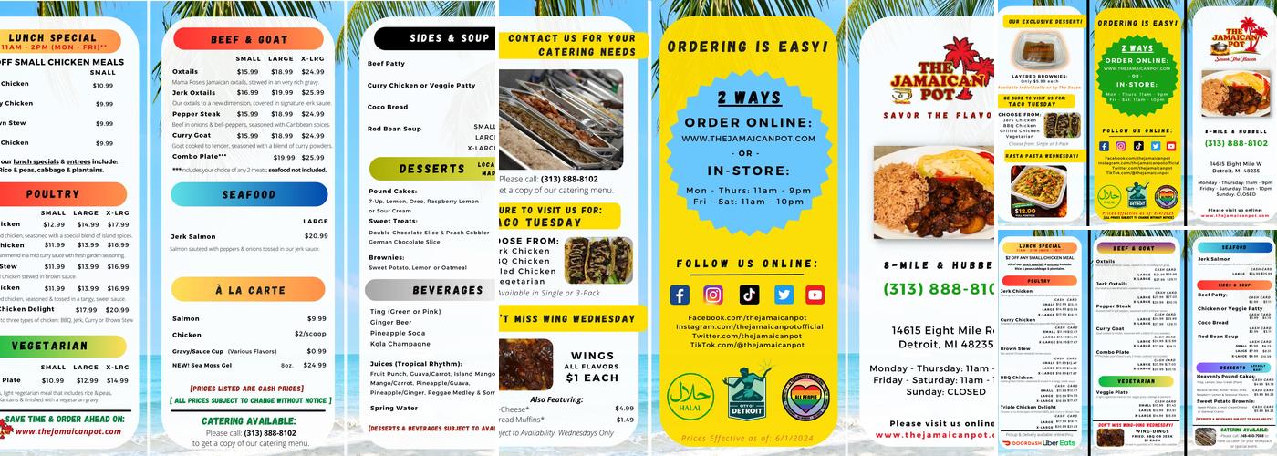 The Jamaican Pot Menu
