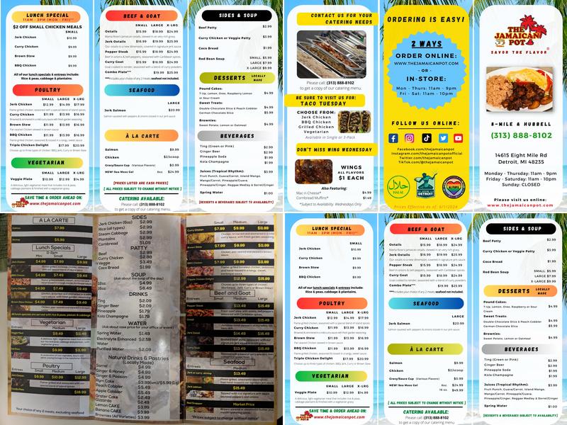 The Jamaican Pot Menu