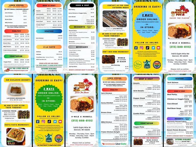 The Jamaican Pot Menu