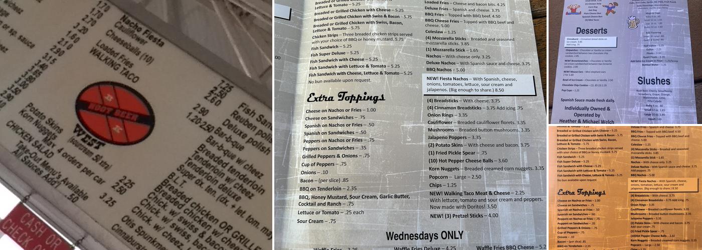 B-K West Menu