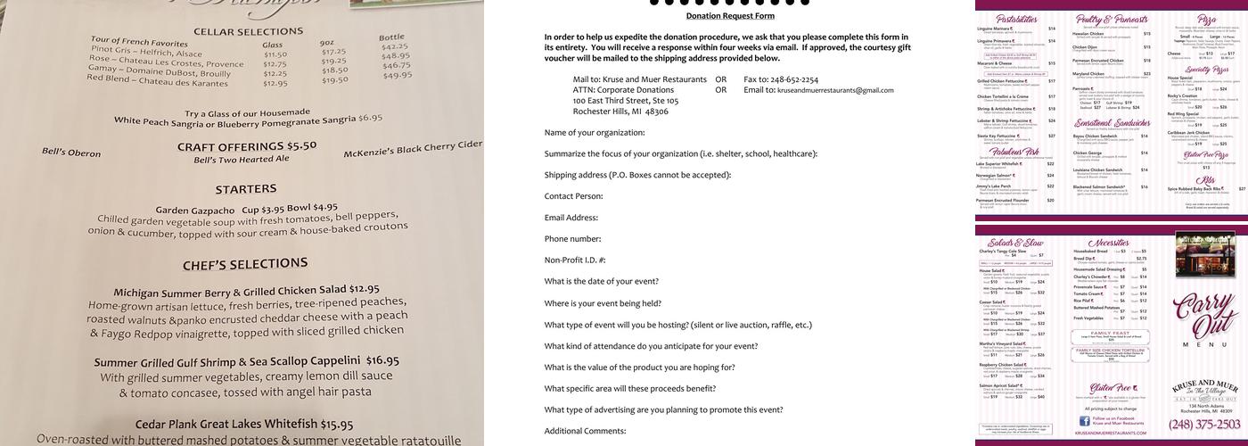 Kruse & Muer in the Village Menu