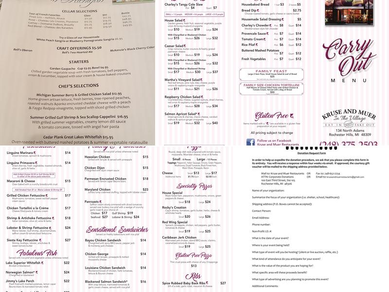 Kruse & Muer in the Village Menu