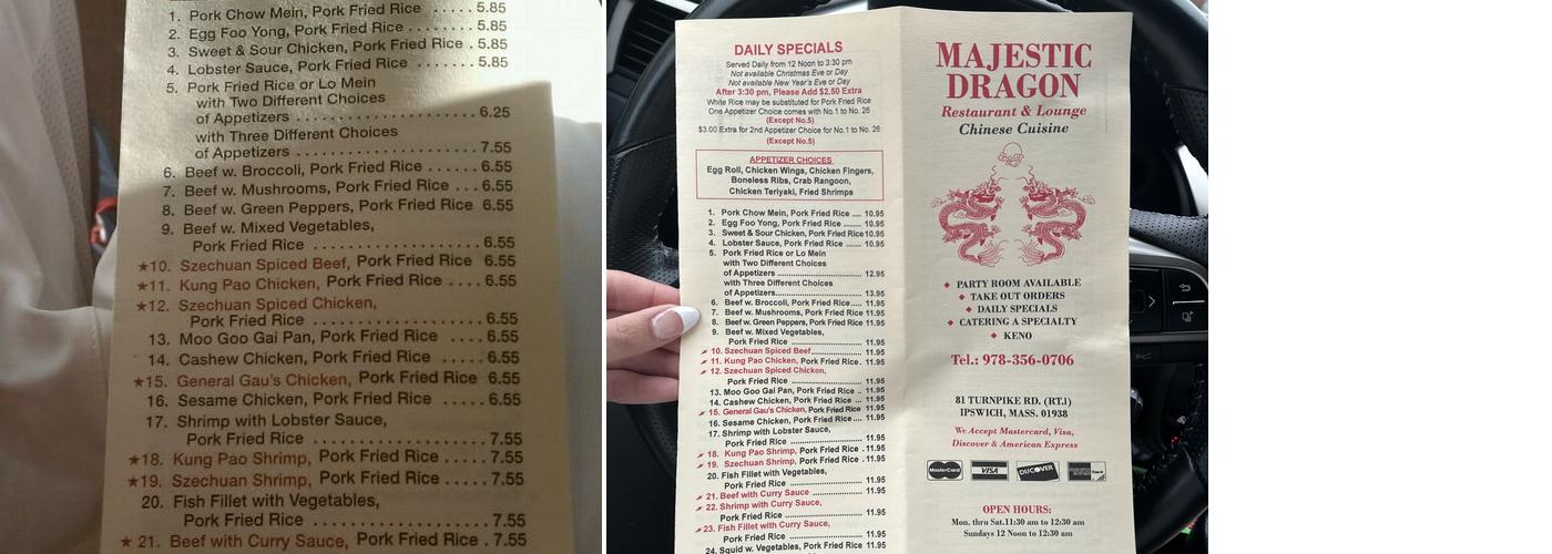 Majestic Dragon Menu