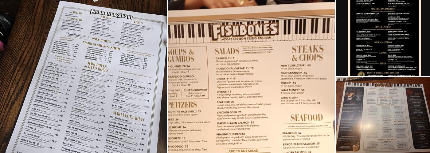 Fishbone's Menu