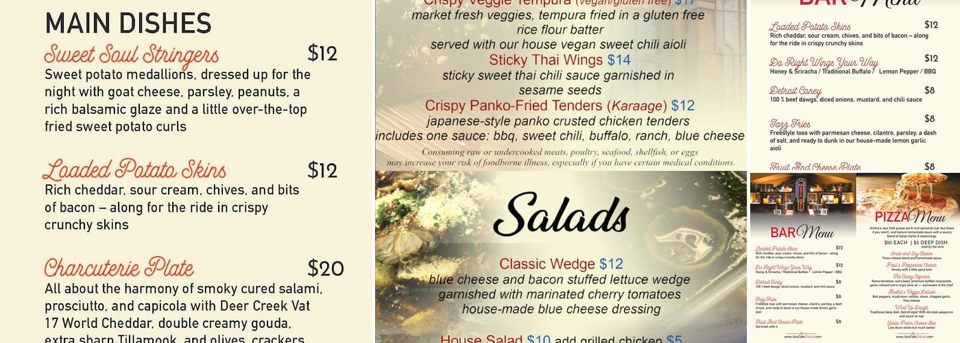 Aretha's Jazz Cafe Menu