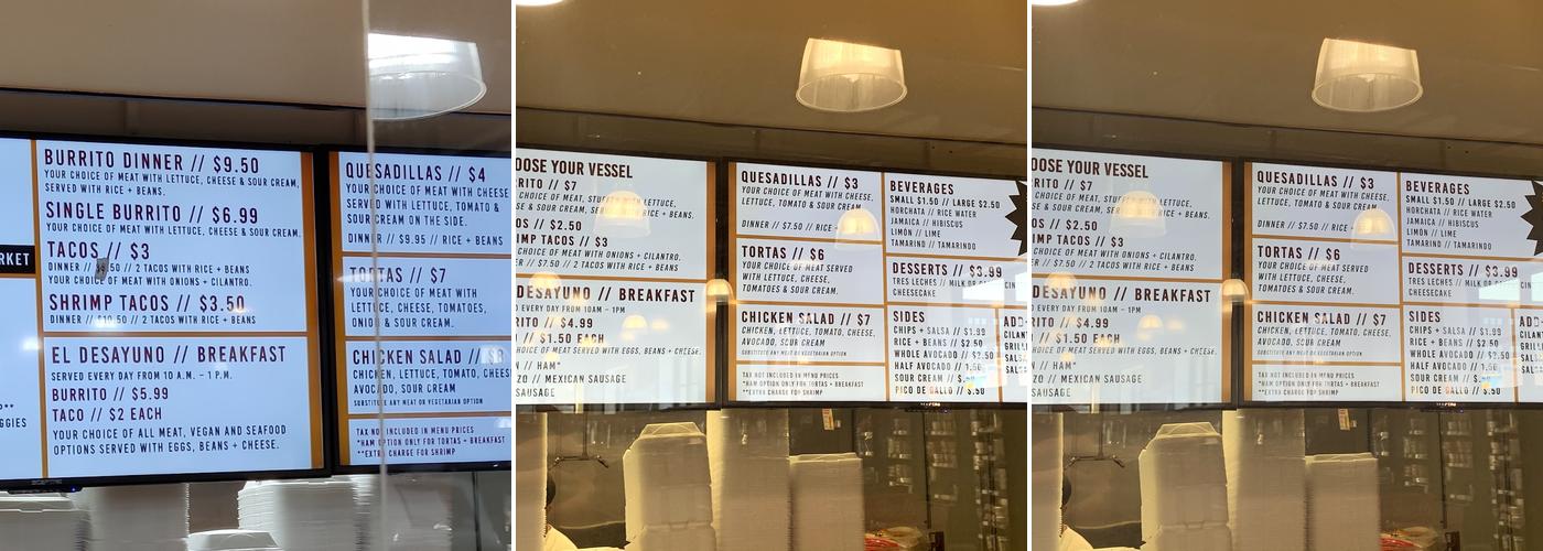 El Taco Veloz Menu