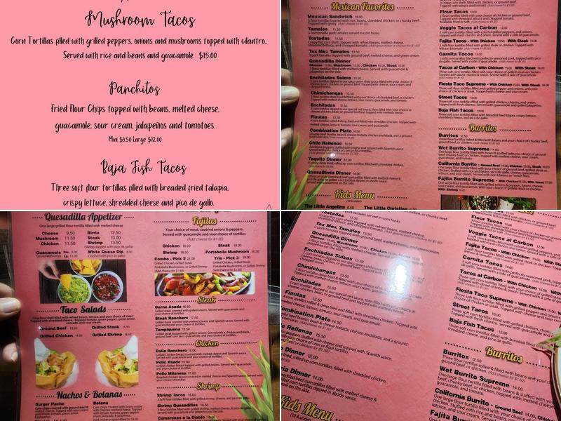 Angelina's Mexican Restaurant Menu
