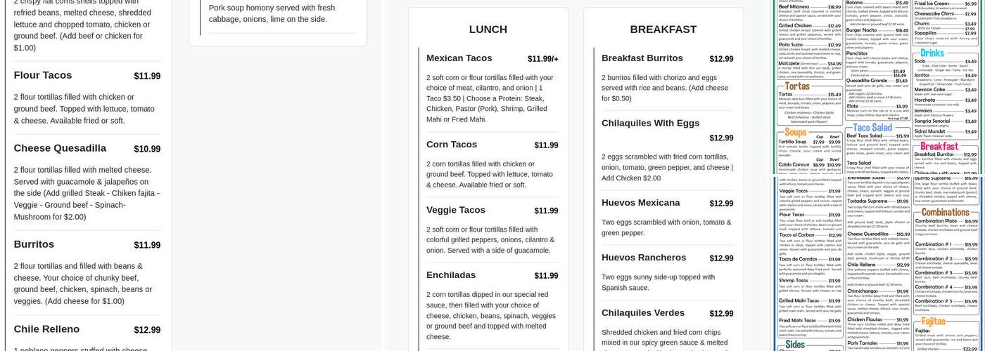 Don Taco Bar and Grill Menu
