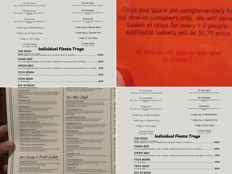 Camelia's Mexican Grill Menu