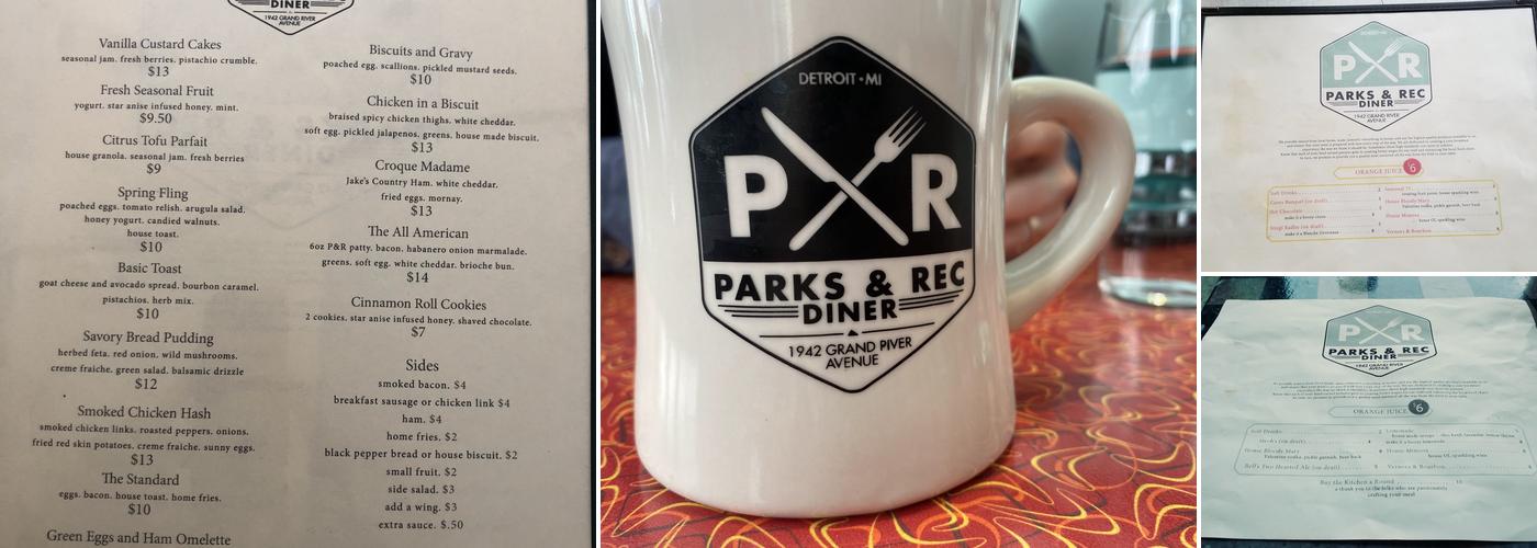 Parks & Rec Diner Menu