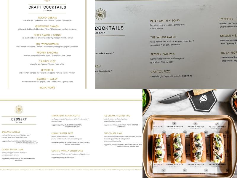 Prime + Proper Menu