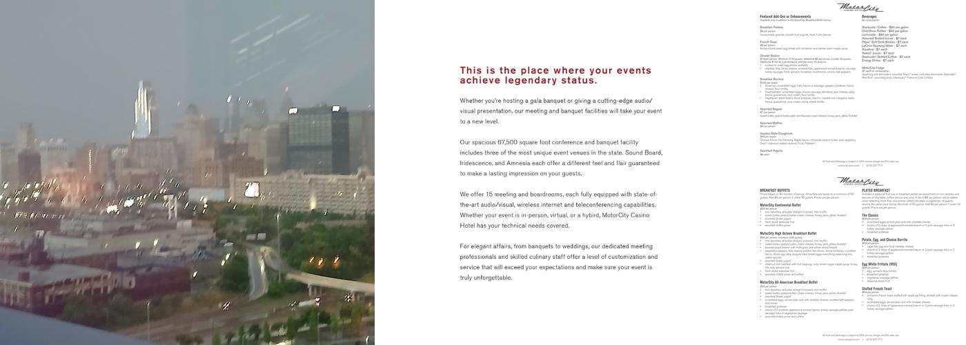 Iridescence - Event Space at MotorCity Casino Hotel Menu