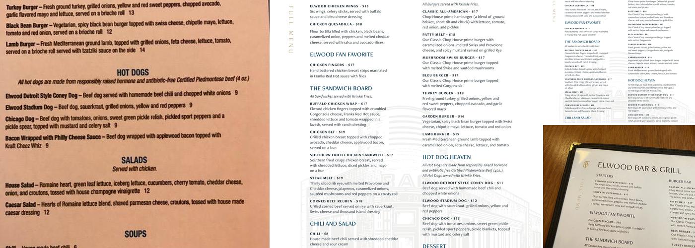 Elwood Bar & Grill Menu