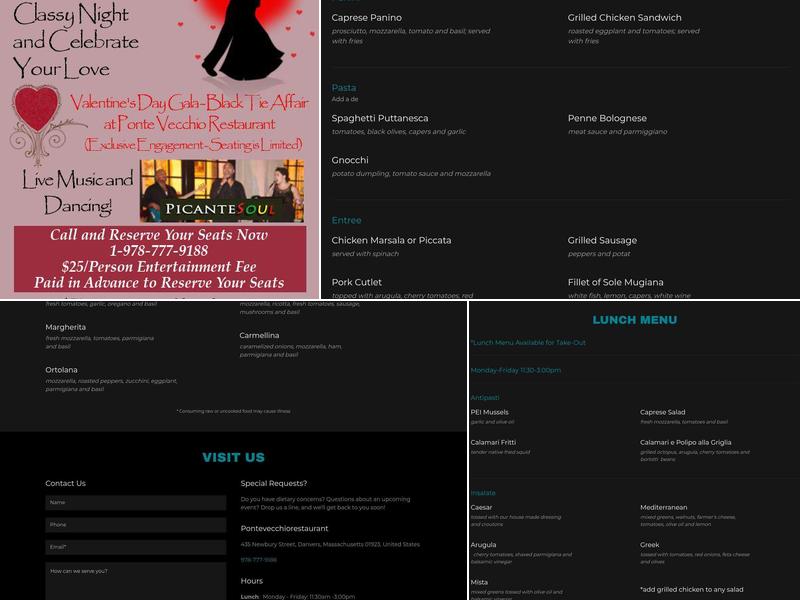 Ponte Vecchio Restaurant Menu