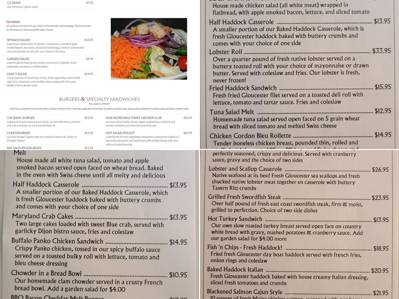 Weathervane Tavern Menu