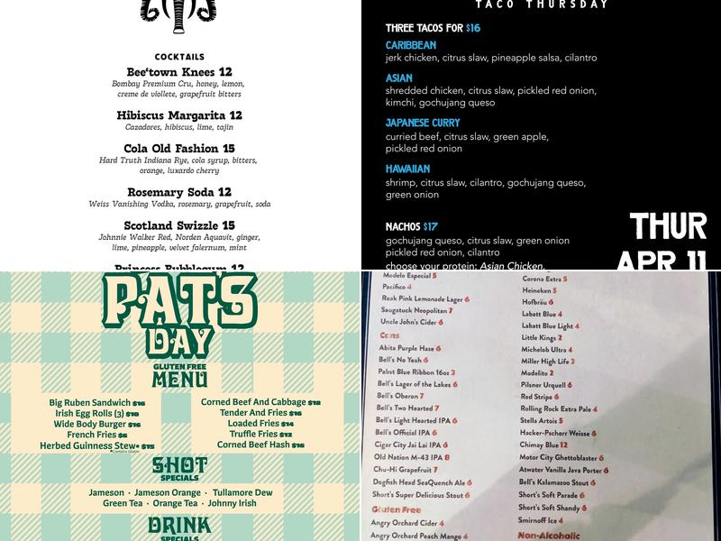 The Elephant Room Menu