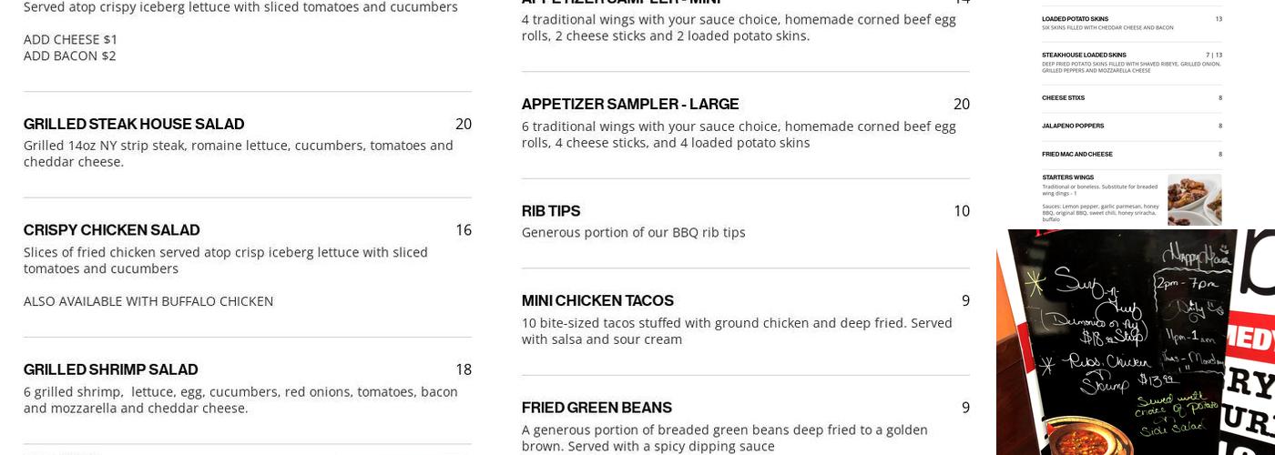 Starter's Bar & Grill Plymouth Rd Menu