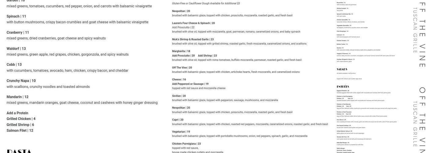 Off the Vine Tuscan Grille Menu