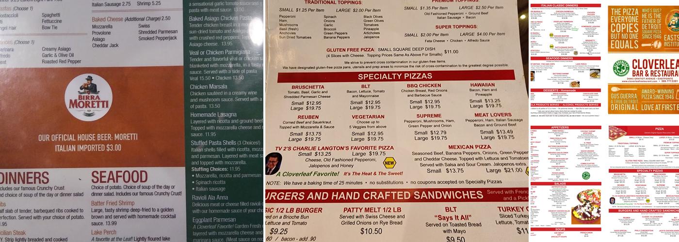 Cloverleaf Bar & Restaurant Menu