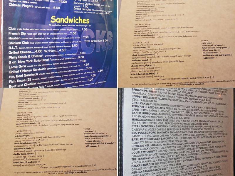 On the Rocks Bar & Grill Menu