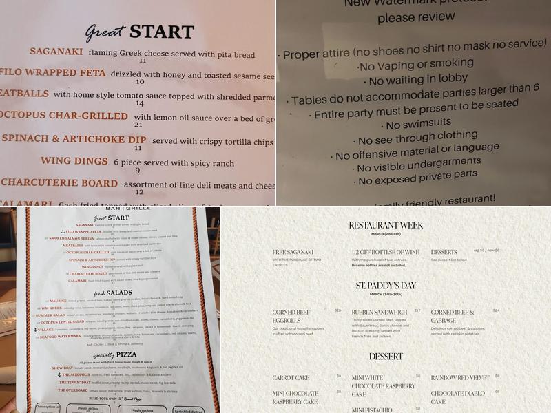 WaterMark Bar and Grille Menu
