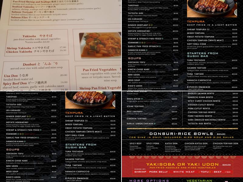 Blue Fin Japanese Restaurant Menu