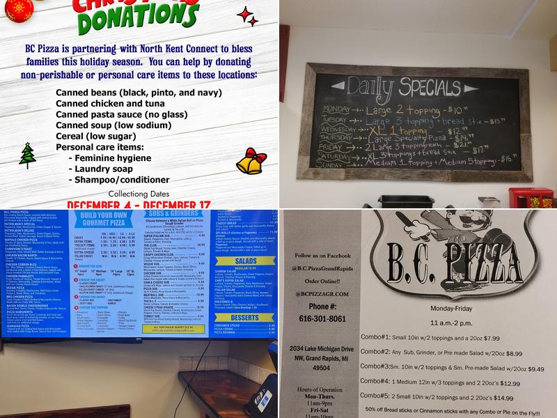 B.C. PIZZA GRAND RAPIDS Menu