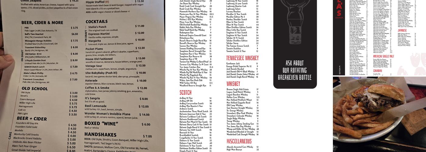 Stella's Lounge Menu