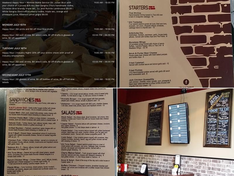 Brick and Porter Menu