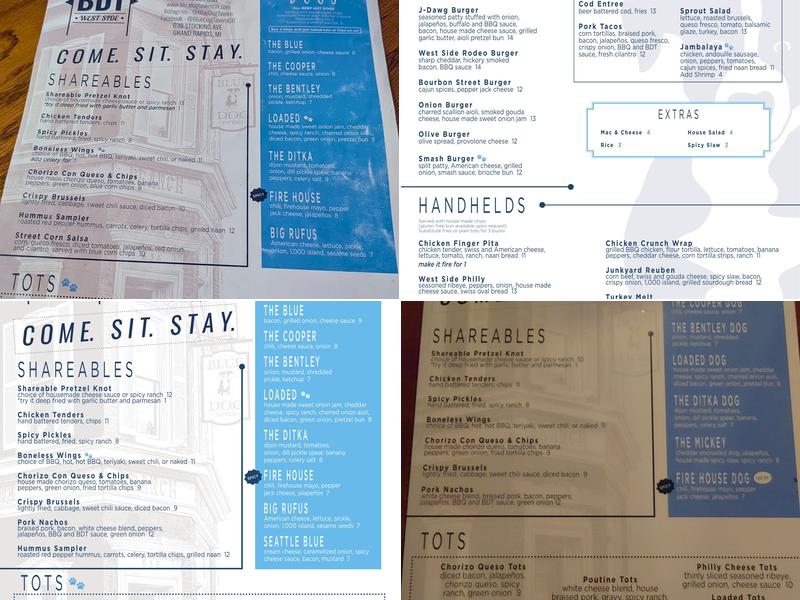Blue Dog Tavern Menu