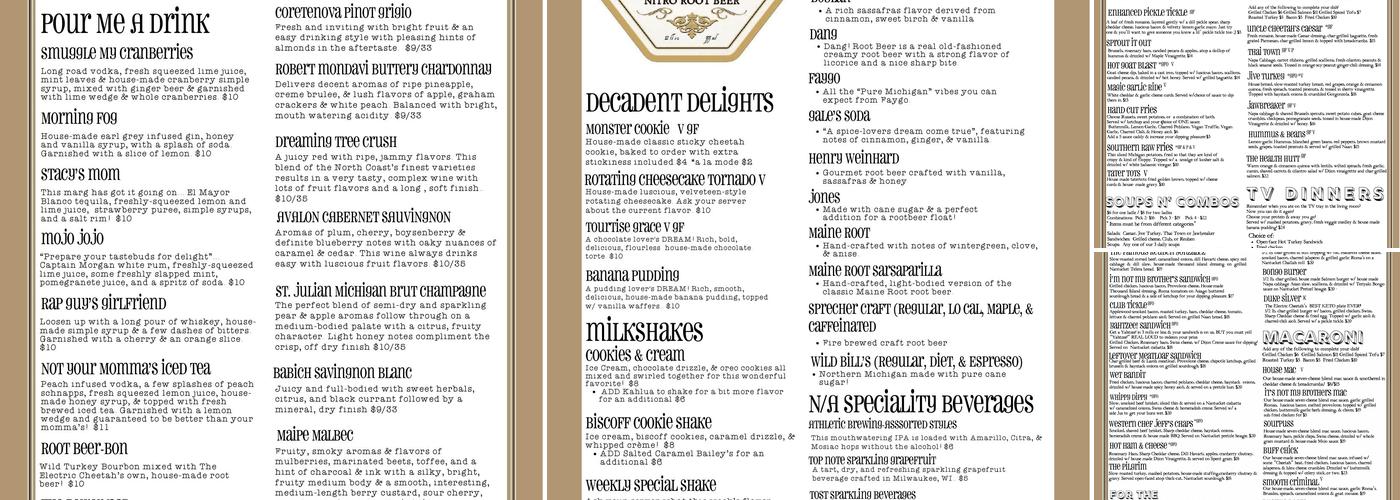 The Electric Cheetah Menu