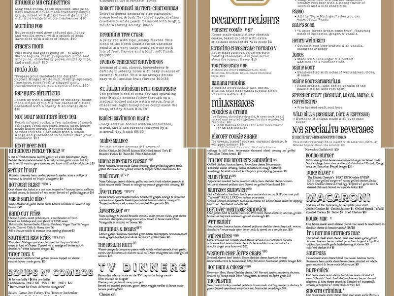 The Electric Cheetah Menu