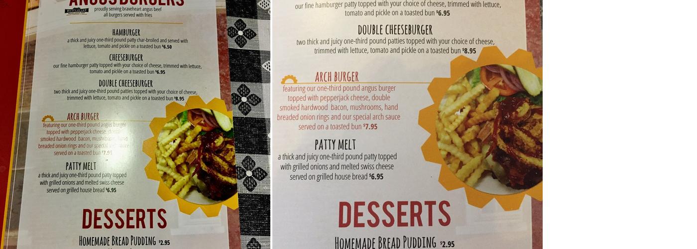 Under The Arch Restaurant Menu